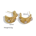 Orecchini a C in acciaio inossidabile dorato con perle, diametro 20mm, peso 8,3g - Perla artificiale
