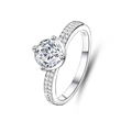 Sparkling 1 carat moissanite ring in S925 sterling silver with four-prong setting - Adjustable Open / Four-Prong Side Stone Style (FDJZ-034)
