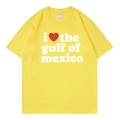 T-shirt en coton jaune vif Gulf of Mexico avec imprimé graphique et col rond - Jaune