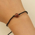 Adjustable black braided bracelet featuring a glittery basketball charm for sports fans - Basketball Style (S240)