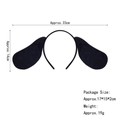 Black plush dog ear headband for Halloween animal costumes, 33cm width size - Black Pug Dog Ears