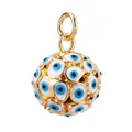 Goldener kugelförmiger Evil Eye Anhänger mit blau-weißen Schutzaugen-Motiven - M93 Rosarot Kugelhänger / Fuchsia