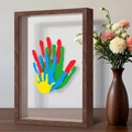 3D walnut wood shadow box frame with colorful family handprints and double-sided glass - 22*31.4cm (Four Slots) / Walnut