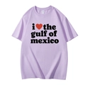 T-shirt en coton lilas avec imprimé I Love the Gulf of Mexico et col rond décontracté - Lavande