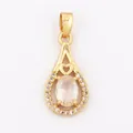 Waterdrop pendant in gold plated copper with heart detail and white zircon accents - Pink White/Water Drop