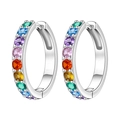 Boucles d'oreilles créoles en argent 925 avec pierres de zircon arc-en-ciel colorées - Créole Colorée 4331