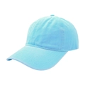 Close-up of light blue cotton twill baseball cap with washed texture and stitch details - Sky Blue