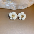 Elegante weiße Blumenstecker mit goldener Mitte und 18k Vergoldung auf Silberstift - Gold-Weiß (127#)