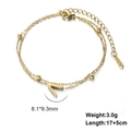 Double-layered golden stainless steel bracelet with a geometric letter V pendant charm - Letter-V / Gold