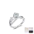 Ring aus Sterling Silber mit 1 Karat Moissanit und GRA-Zertifikat im Kreuzdesign - US Größe 5 / 925 Sterlingsilber