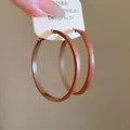 Brown leopard print leather-wrapped hoop earrings with 925 silver needle post - Leather Wrapped Hoop / Tan Leather (925 Silver Earring Post)