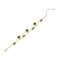 Double-layer gold stainless steel bracelet featuring green heart and rectangle gemstones - Heart and Rectangle Style (1#)