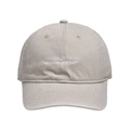 Detail view of the white mama script embroidery on a washed cotton baseball cap - Beige
