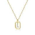 Detail view of gold S925 sterling silver octagon pendant with crystal letter L - 18k Gold【L】