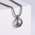Collana con ciondolo classico simbolo della pace in acciaio inossidabile argento - Colore Acciaio (Con Catena 3.5*60mm)