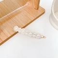 Elegant gold pearl hair clip featuring a delicate five-flower pattern for women - Five Pearl Continuous Flower Bobby Pin