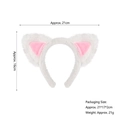 Cerchietto con orecchie di gatto in peluche bianco e rosa con dimensioni dettagliate - Fascia per Gatto con Cuore in Pelliccia Bianca con Pompon