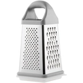 4-sided stainless steel box grater with grey ergonomic handle and detachable base - Gray