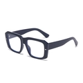 Fashionable dark blue thick square sunglasses frame with vintage silver stud accents - Dark Blue Frame Anti-blue Light