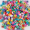 Colorful polymer clay flower beads with evil eye patterns for DIY jewelry making - Eye Flower