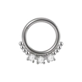 Silver stainless steel hinged segment ring featuring three round sparkling cubic zirconia - 1.2x8mm / Silver-Three Stones