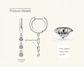925 Sterling Silver Moissanite drop earrings with D color VVS1 2.5mm stones - 0.18ct+0.18ct / Silver