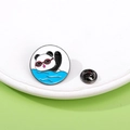 Cartoon panda athlete enamel pin featuring a swimming design with secure metal clasp - Swimming (C2536-6)