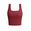 Débardeur de yoga côtelé sans couture rouge bordeaux avec de larges bretelles - S / Bordeaux