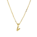 Polished 18k gold plated bubble initial L letter pendant necklace on dainty chain - Letter V