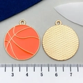 Pendentif basket-ball en émail et métal orange et doré pour bijoux et porte-clés DIY - Basketball Orange (21719)