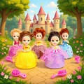 Duftendes Prinzessinnen-Puppenset mit bunten Netzkleidern und Kamm für Rollenspiele - Eisbecher Prinzessin (Zufällige Lieferung)