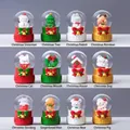 Set of 12 mini Christmas snow globes with Santa, reindeer and snowman on colorful bases - 45# Light Model / 002 Christmas Theme Series Snow Globe