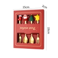 Set posate natalizie 4 pezzi dorate con decorazioni in silicone e confezione regalo - Statuette In Acciaio Inossidabile/silicone / 2 Cucchiai 2 Forchette/Scatola Rossa / Natale 2 Cucchiai 2 Forchette (scatola Rossa)
