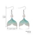 Ocean style blue mermaid tail earrings with white pearls and size measurements - Mermaid Tail Style (E2403-2)