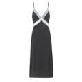 Abito nero a pois in stile francese con dettagli in pizzo bianco e spalline sottili - S / Polka Dot Nero