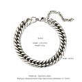 Silver stainless steel double-row Cuban link bracelet with 18.5+5cm length - SL-8 / Silver