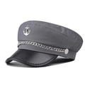 Dettaglio dell'emblema dell'ancora e della catena argentata su cappello nautico grigio - M (56-58cm) / Ancora Grigio