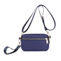 Compact dark blue nylon crossbody bag with dual zipper pockets and golden metal hardware - Dark Blue