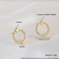 Exquisite 1.1cm round gold zircon stud earrings on silk background with copper plating - Nail