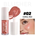 Fard à joues liquide corail longue durée avec applicateur éponge et fini scintillant - #02 Rouge Corail