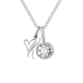 Collier en acier inoxydable argenté avec pendentif lettre M et une pierre blanche ronde - Lettre K / Argent