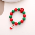 Detailansicht der Weihnachts-Handykette mit rot-grünen Perlen und Weihnachtsmann - Weihnachtsmann Armband