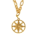 Collar de acero inoxidable chapado en oro 18K con colgante de ojo y estrella en cadena - Dorado