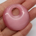 Roze ronde kattenoogsteen donut hanger bedeltje voor doe-het-zelf sieraden - Roze