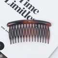 Minimalist round 15-tooth hair comb clip in brown tortoiseshell pattern finish - 15 Teeth Thick Round Head / Coffee Tortoiseshell