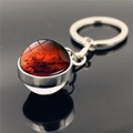 Macro detail of silver Mars planet keychain featuring double-sided glass orb design - Mars