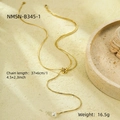 Collar de acero dorado con un nudo de corazón y un colgante de perla clásica - Dorado (NMSN-B345-1)