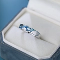 Van Gogh Sternennacht Ring aus S925 Sterlingsilber mit blauem Emaille und Kristall-Inlay - Einstellbar Offen / Herrenstil