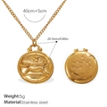 Collana con ciondolo Sagittario in acciaio inossidabile placcato oro 18K con misure esatte - Oro-Sagittario