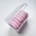 Set of 7 soft pink round makeup puffs in a clear plastic storage container with lid - Pink / 8PCS Boxed